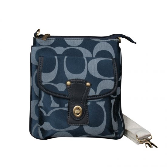 Coach Turnlock Signature Small Blue Crossbody Bags EPI Coach Turnlock Signature Small Blue Crossbody Bags EPI